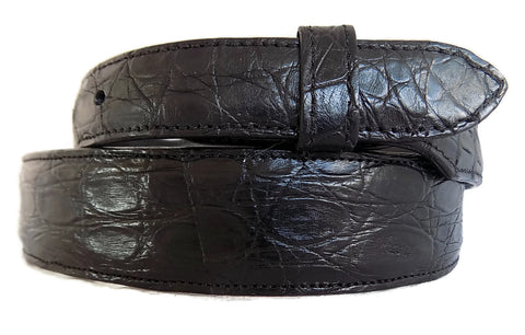 Belt: Style #604 1.5" to 1" Taper Black Matte American Alligator - AL BERES