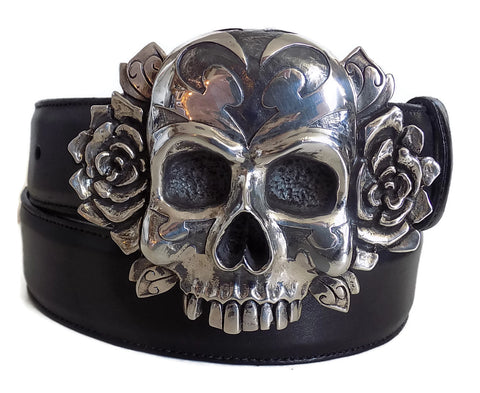 1½” TRIBAL SKULL "Buckle Only" with Bones on Back Plate in .925 Sterling Silver - AL BERES