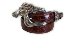 1” ARABIAN RACEHORSE 3 Piece Buckle Set in .925 Sterling Silver