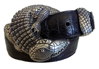 1½” ALLIGATOR 3 Piece Buckle Set in .925 Sterling Silver - AL BERES