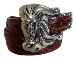 1” LEO THE LION 3 Piece Buckle Set in .925 Sterling Silver - AL BERES