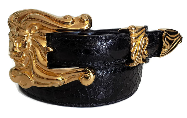 1” LEO THE LION 3 Piece Buckle Set in 18kt Gold Vermeil over .925 Sterling Silver - AL BERES