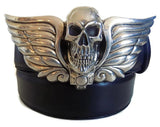 1½” SKULL HEAD "Buckle Only" with a Scroll Back Plate in .925 Sterling Silver - AL BERES
